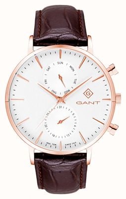 GANT PARK HILL Day-Date II (43.5mm) White Dial / Brown Leather G121006