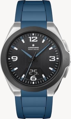 Junghans Spektrum Mega Solar (41.6mm) Black Dial / Blue Synthetic Rubber Strap 18/1527.00