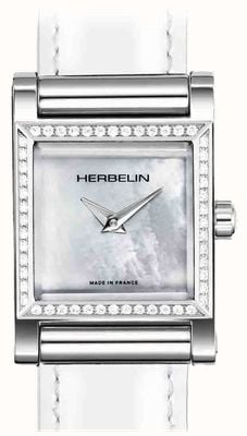 Herbelin Caixa do relógio Antarès - mostrador em madrepérola / aço inoxidável cravejado de diamantes - somente caixa H17144AP52Y09