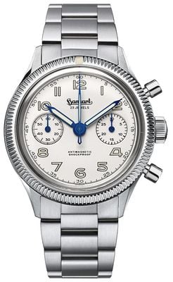 Hanhart 417 es moby dick (39 mm) esfera blanca / pulsera de acero inoxidable H701.202-6428