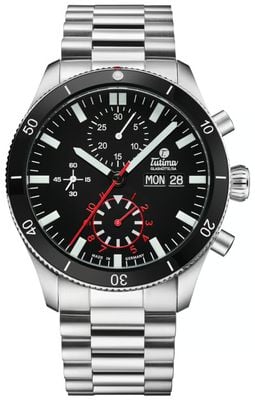 Tutima Glashütte Grand Flieger Airport Automatic Chronograph (41mm) Velvet-Black Dial / Stainless Steel Bracelet 6407-06