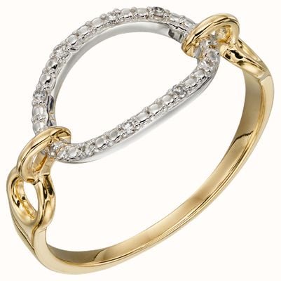 Elements Gold 9ct Yellow gold Diamond Open Oval Loop Ring GR584