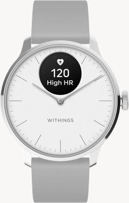 Withings Scanwatch Light – Hybrid-Smartwatch (37 mm), weißes Zifferblatt / graues Premium-Sportarmband HWA11-MODEL 3-ALL-INT