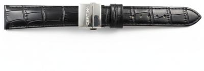 Certina Black Painted Crocodile Strap With Folding Clasp 20mm J6436