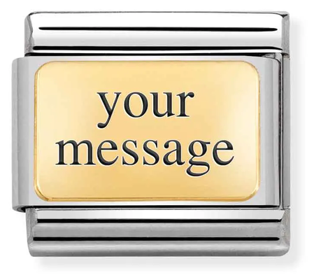 Nomination Classic ENGRAVED Steel And Bonded Yellow Gold CUSTOM Smooth Plate Charm 030121/01