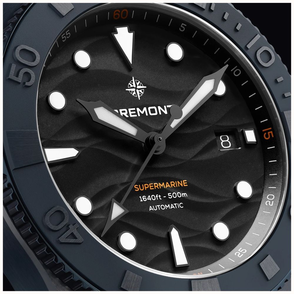 Bremont Supermarine Full Ceramic Deep Blue Limited Edition (43mm) Black 3D Pattern Dial / Blue Hybrid Strap SM43-DT-BLCER-BK-L-S - alternate view 4
