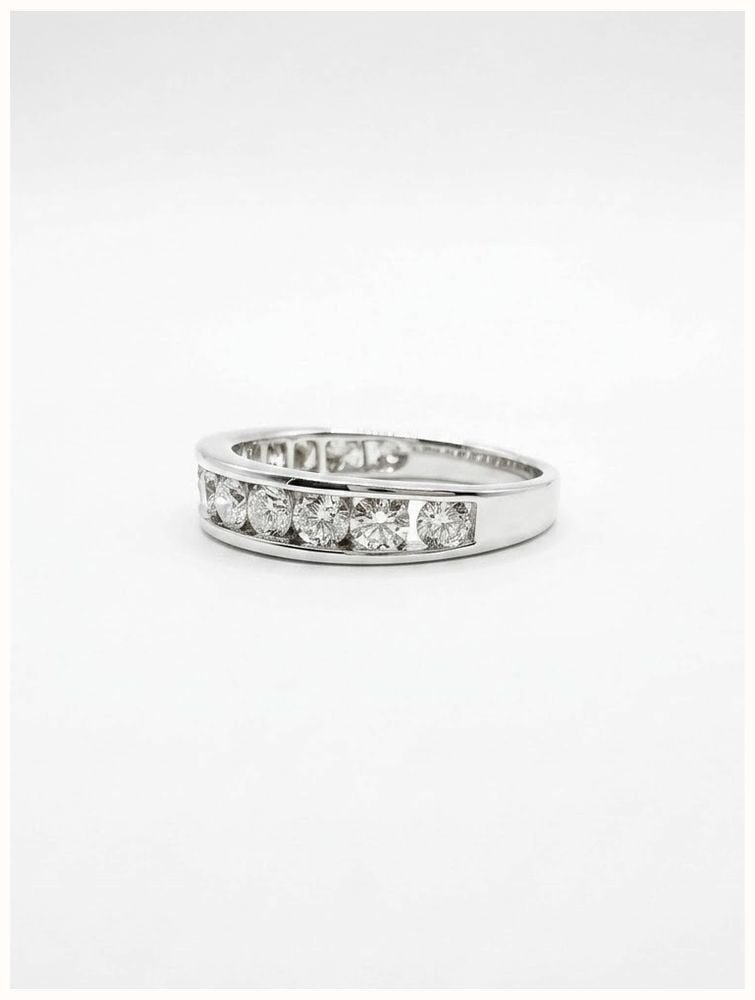 1ct Round Brilliant Natural Diamond 9ct White Gold Half Eternity Ring J48074 - alternatieve weergave 2