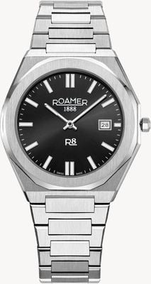 Roamer R8 男式石英表（41 毫米）黑色表盘/不锈钢表带 972980 41 85 20