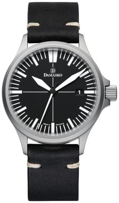 Damasko Ds30 automático de três ponteiros (39 mm) mostrador preto / pulseira de couro preta vintage DS30 VINTAGE BLACK LEATHER