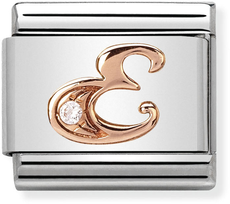 Nomination Classic Letter E 9ct Rose Gold & Steel Charm 430310/05