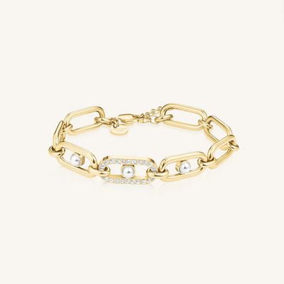 Rosefield Jewellery Modern Pearl Link Gold Bracelet JBPLG-J1296