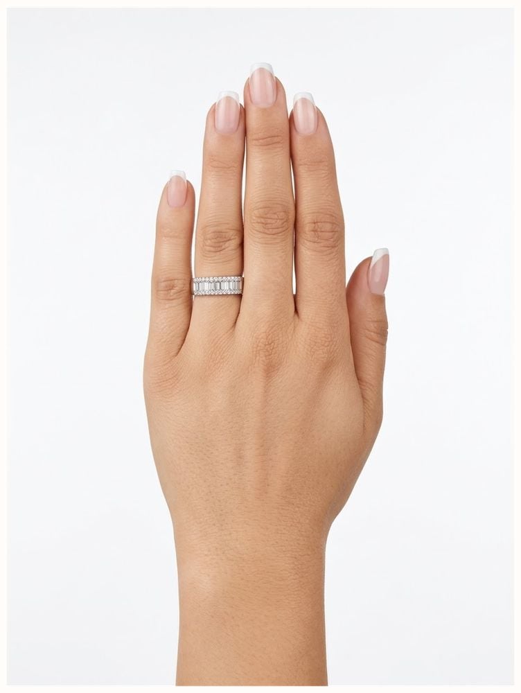 Perfection Diamond 0.76ct Baguette & Round Brilliant Natural Diamond 9ct White Gold Half Eternity Pavé Ring J11305 - vista alternativa 4