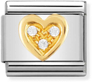 Nomination Classic Crystal Heart 18ct Gold & Steel Charm 030311/11