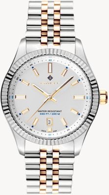 GANT Mostrador branco Sussex médio (37,5 mm) / aço inoxidável pvd de dois tons G171002