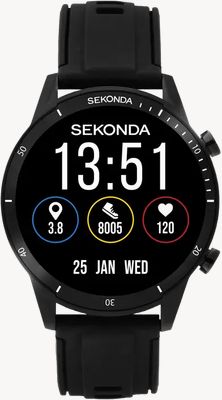 Sekonda Active Go Smartwatch (45mm) Digital Display / Black Silicone Strap 30287