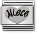 Nomination Classic Niece Heart Oxidised Sterling Silver & Steel Charm 330101/16
