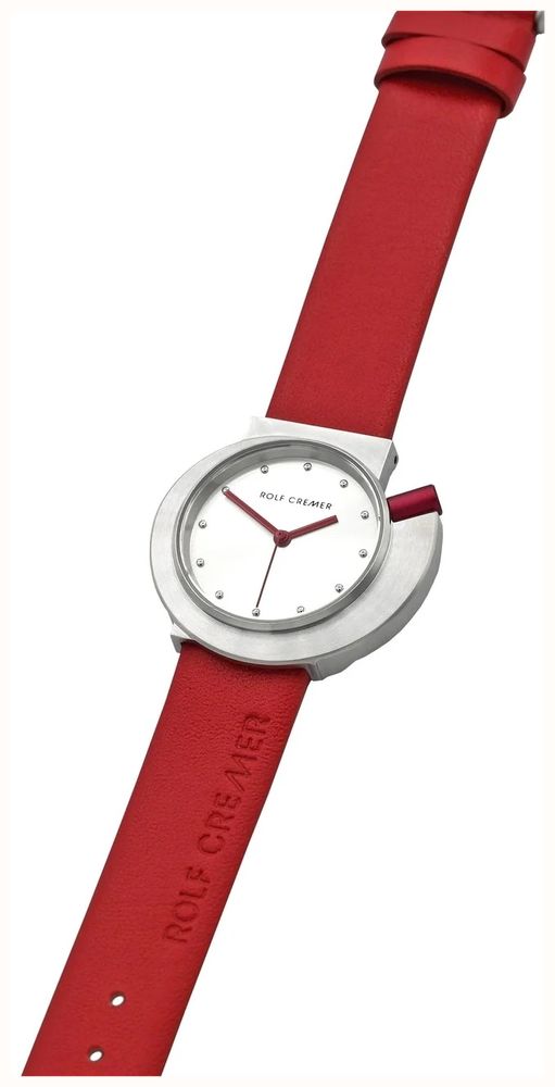 Rolf Cremer Spirale S ii Red Leather Strap silver Dial 508506 - vista alternativa 2
