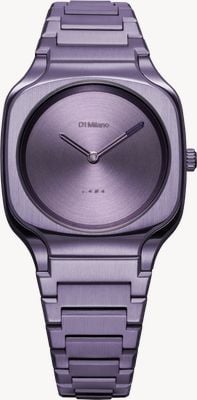 D1 Milano Montre carrée disco violette (32 mm), cadran violet soleillé / bracelet en acier inoxydable violet SQBL02