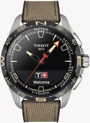 Tissot T-Touch コネクトソーラーチタン（47.5mm）ブラック文字盤/ベージュ合成グレイン牛革ストラップ T1214204705107