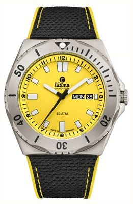 Tutima Glashütte M2 Seven Seas Automatik (44 mm) gelbes Zifferblatt / schwarzes Kevlar-Kautschukarmband 6151-09