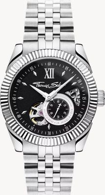 Thomas Sabo Open-Heart Automatic (41mm) Black Dial / Stainless Steel Bracelet WA0411-201-203-41