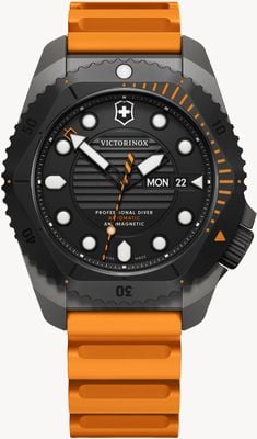 Victorinox Dive Pro Automatic (43mm) Black Dial / Orange Rubber Strap Watch 241996
