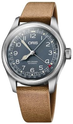 ORIS 大表冠指针式日期自动上链腕表（40毫米）蓝色表盘/棕色皮表带 01 754 7785 4065-07 6 20 10