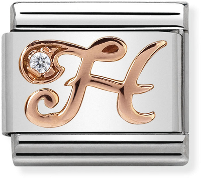 Nomination Classic Letter H 9ct Rose Gold & Steel Charm 430310/08