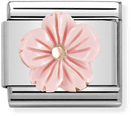 Nomination Composable Classic STONE SYMBOLS In Stainless Steel And 9k Rose Gold Flower In ROSE CORAL 430510/03