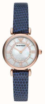 Emporio Armani Femme | cadran nacre | bracelet en cuir bleu AR11468