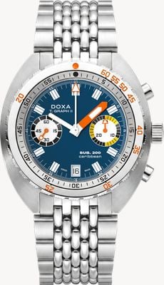 DOXA Sub 200 t.graph ii caribbean (42mm) blaues ikonisches Zifferblatt / Edelstahl Reiskorn-Uhr 806.10.201.10