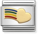 Nomination Classic Heart 18ct Gold & Steel Enamel Charm 030283/12