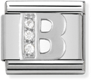 Nomination Classic Letter B Sterling Silver & Steel Cubic Zirconia Charm 330301/02
