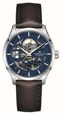 Hamilton Jazzmaster Skeleton Automatic (40mm) Blue Dial / Brown Leather Strap H42535541