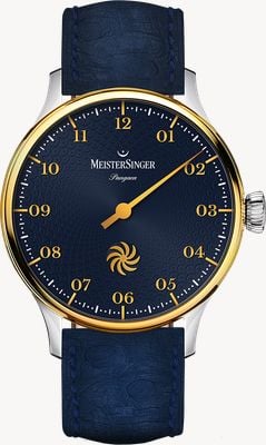 MeisterSinger Pangaea Automatic (40mm) Deep Blue Fermata Dial / Dark-Blue Leather Strap PDS917GLG-SF04
