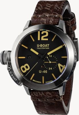 U-Boat CLASSICO U-46 AS1(46mm) Black Dial / Dark Brown Aged Leather Strap 4646