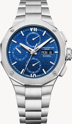 Baume & Mercier Riviera Automatic Day/Date Chronograph (41mm) Blue Wave Dial / Stainless Steel Bracelet 10826