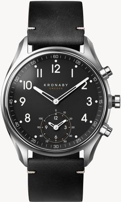 Kronaby Montre intelligente hybride Apex (43 mm) cadran noir / bracelet en cuir italien noir S1399/1