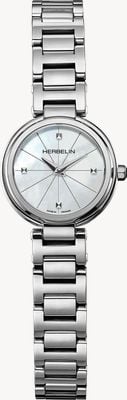 Herbelin Orologio Lady h al quarzo (22 mm) con quadrante in madreperla e bracciale a maglie h in acciaio inossidabile 17312B19