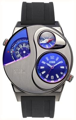 STORM Montre homme navitrek (45 mm) bleu lazer cadran argent / bracelet caoutchouc noir 47538/LB