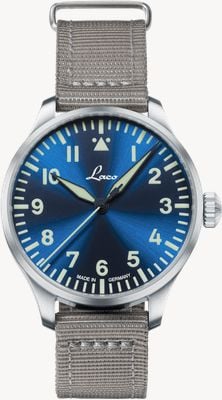 Laco Augsburg 'Blaue Stunde' Automatic (39mm) Blue Sunray Dial / Grey Nylon Strap 862102.2