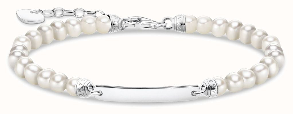 Thomas Sabo Sterling Silver Bar Pearl Bead Bracelet A2042-082-14-L19V