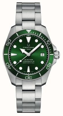 Certina Ds action diver | cadran vert | bracelet en acier inoxydable C0328071109100