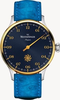 MeisterSinger パンゲア自動巻き（40mm）ディープブルーのフェルマータ文字盤／ブルーレザーストラップ PDS917GLG-SF014