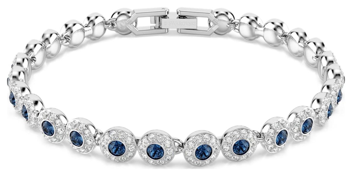 Una Angelic bracelet, Round cut, Blue, Rhodium plated