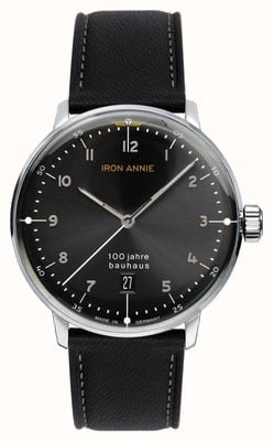Iron Annie Bauhaus | cadran noir | bracelet en cuir noir 5046-2