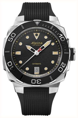 Alpina Seastrong Diver Extreme Automatik (39 mm) schwarzes strukturiertes Zifferblatt / schwarzes Kautschukarmband AL-525B3VE6
