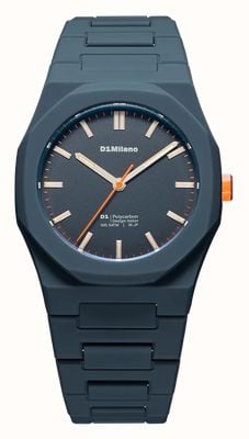 D1 Milano Polycarbon Blue Legacy (40,5mm) blauwe wijzerplaat / blauwe polycarbonaat band PCBJ41