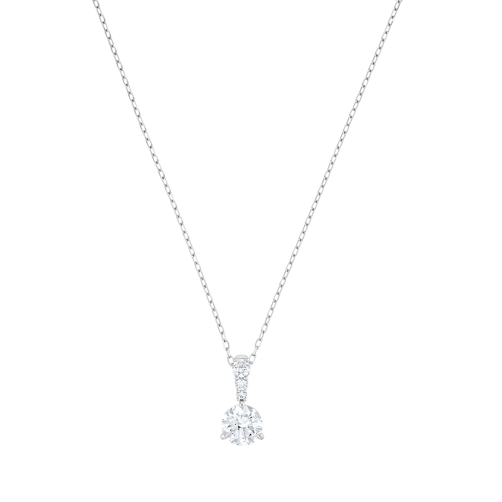 Stilla pendant, Round cut, White, Rhodium plated
