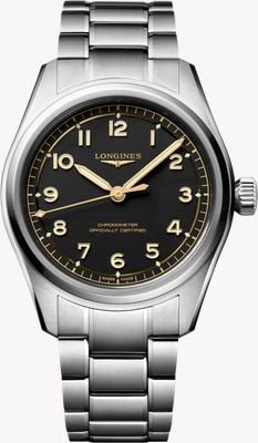 LONGINES Spirit Pilot Automatik-Chronometer (39 mm), schwarzes Zifferblatt / Edelstahlarmband L38094536